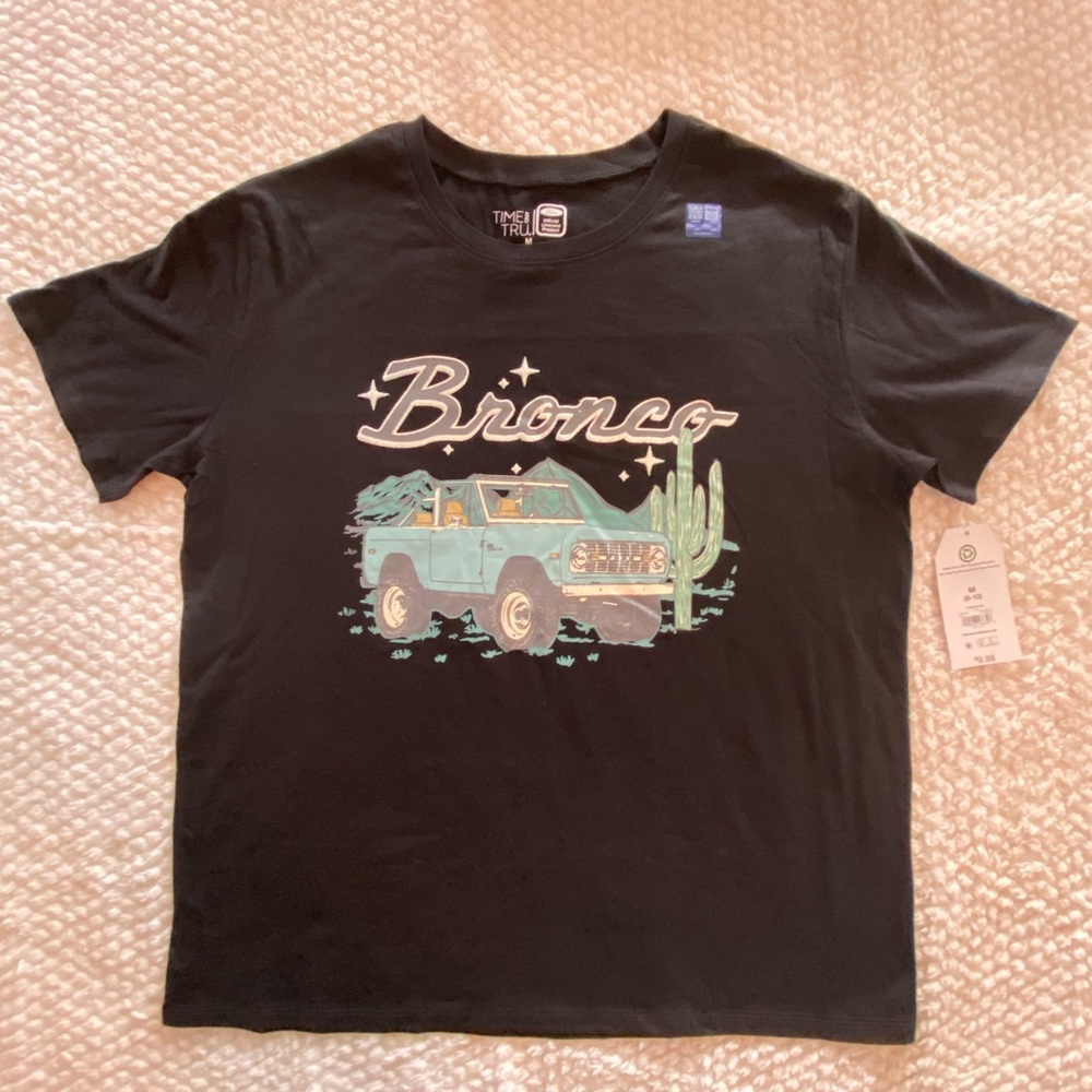 Black Bronco Graphic T-Shirt Unisex Medium Ford Official License Time and Tru
